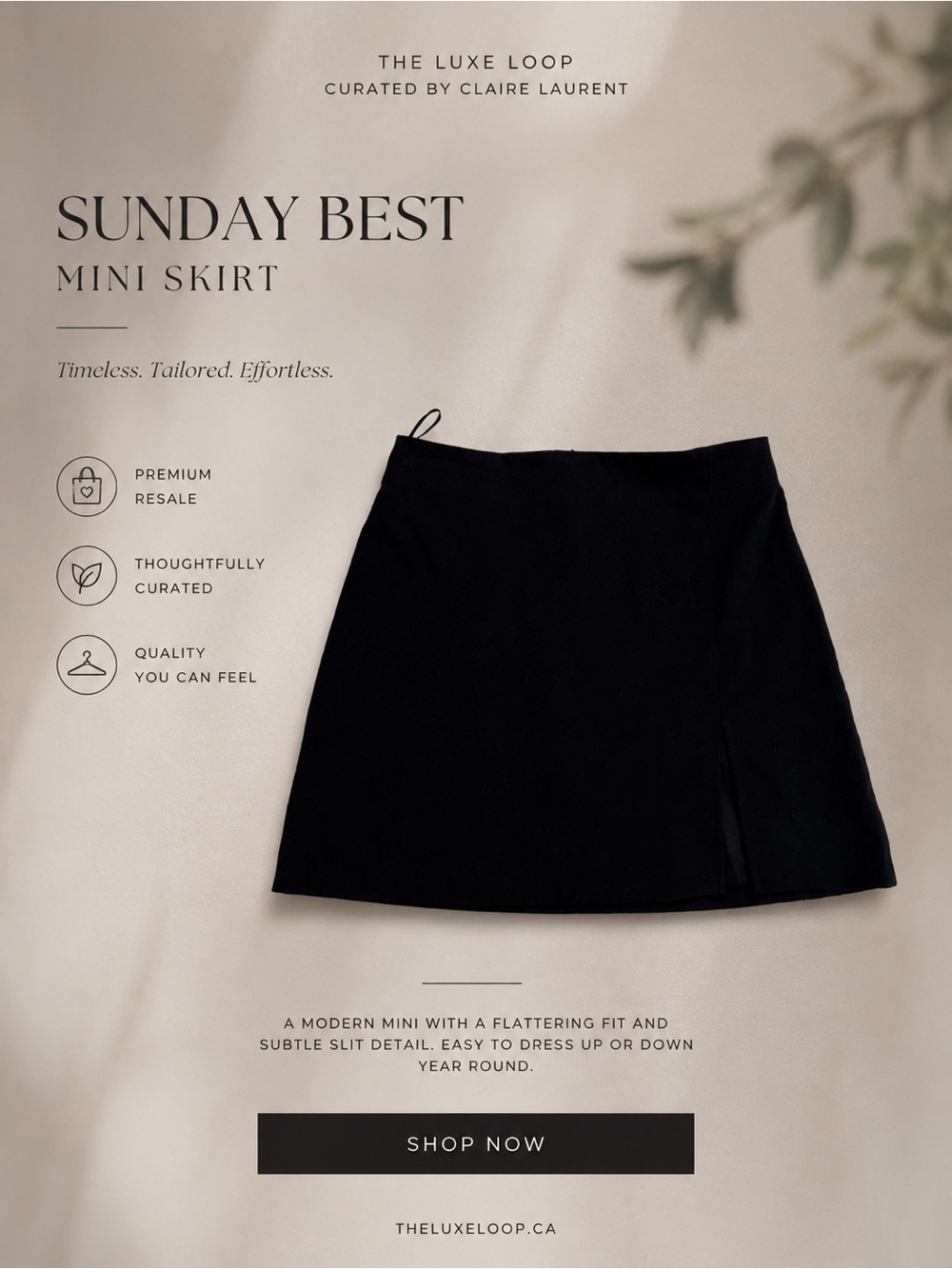Sunday Best Black Mini Skirt with Subtle Slit
